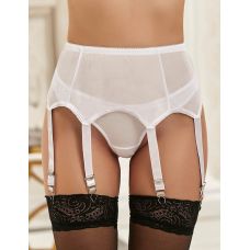 Эротический комплект женского белья Подтяжки для чулок с Трусиками белого цвета Star Night