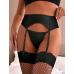 Еротичний комплект з високою талією на 2 гачках ззаду Підтяжки для панчіх та Стрейч-трусики чорного кольору Star Night