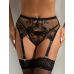 Еротичний комплект підтяжки для панчіх та стрінги мереживного чорного кольору Star Night