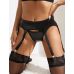 Комплект женский подтяжки для чулок с трусиками чёрный Star Night размер S