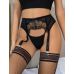 Комплект підтяжки для панчох із трусиками з мереживом чорний StarNight розміри XS-S