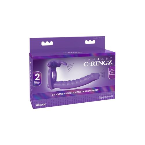 Вибронасадка на член для двойного проникновения фиолетовая Pipedream