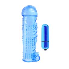 Виброасадка для члена рельефная голубая Pipedream с вибропулей