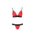 Жіночий комплект білизни червоного кольору із чорними вставками Passion Glamiss розміри S M Жіночий комплект білизни червоного кольору із чорними вставками Passion Glamiss розміри S M