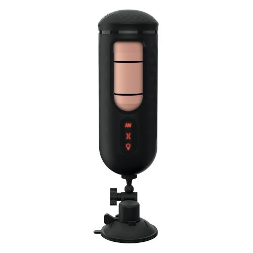 Мастурбатор в колбе Вагина на присоске с вибацией черно телесный Pipedream PDX Elite Vibrating Mega Milker