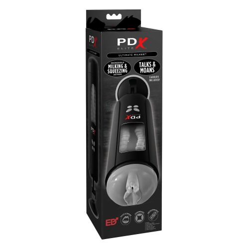 Автоматический мастурбатор вагина в колбе на присоске с голосом черная Pipedream PDX