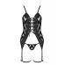 Корсет з гартерами зі стрінгами у комплекті чорного кольору Passion Angelica розміри S M
