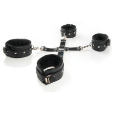 Хрестовина для фіксації рук та ніг чорного кольору Pipedream FF Limited Edition Cumfy Hogtie Black Zado