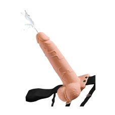 Полый ременной страпон реалистичный с функцией семяизвержения телесного цвета Pipedream Fetish Fantasy Series 