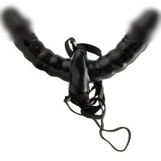 Двойной ременной вибрострапон реалистичный черного цвета Pipedream FF Double Delight