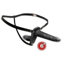 Двойной ременной страпон реалистичный черного цвета Pipedream