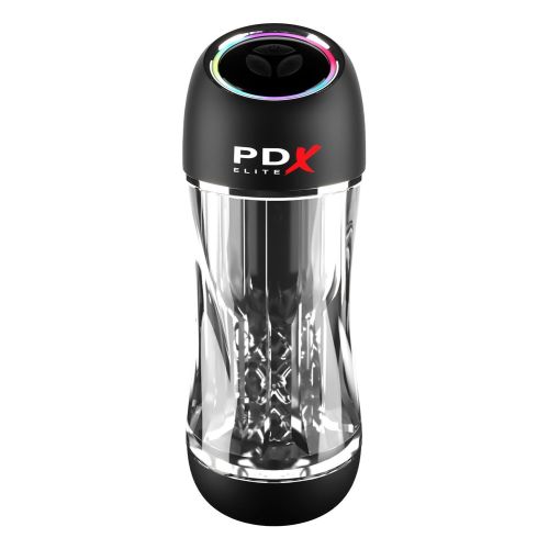 Мастурбатор для мужчин с вибрацией и вакуумом прозрачно черный Pipedream PDX Elit Viewtube Pro Clear