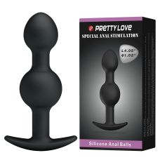 Анальна силіконова пробка з двома кульками чорна LYBAILE PRETTY LOVE Heavy Balls