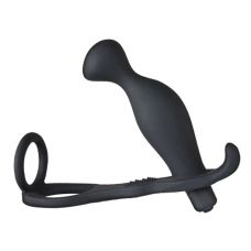 Вибратор для простаты с эрекционным кольцом черный силиконовый XESE PM-07-10