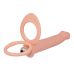Насадка на член для двойного проникновения с вибрацией бежевая XESE