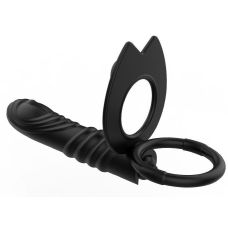 Насадка на член для подвійного проникнення з вібрацією чорна XESE