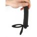 Силиконовая насадка для двойного проникновения с вибрацией и эрекционными кольцами черная XESE