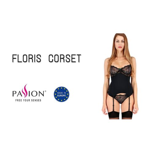 Сексуальный корсет FLORIS CORSET black L/XL Passion