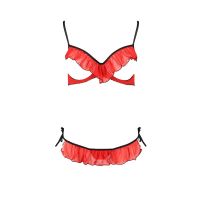 Еротичний комплект нижньої білизни червоний CHERRY SET WITH OPEN bra XXL/XXXL Passion Exclusive