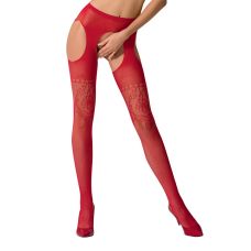 Еротичні колготки з імітацією панчіх S017 red червоні Passion пристрасть