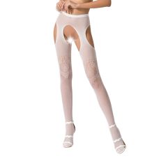 Еротичні колготки з імітацією панчіх S017 white білі Passion пристрасть