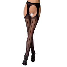 Еротичні колготки з імітацією панчіх S018 black чорні Passion пристрасть
