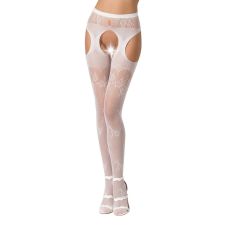 Еротичні колготки імітація панчіх з підв'язками S022 white білі Passion пристрасть