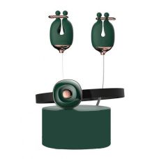 Вібро Нашийник та затискачі для сосків БДСМ зеленого кольору Qingnan No 2