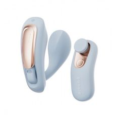 Вібротрусики для стимуляції клітора та з вагінальним відростком блакитного кольору з пультом керування Qingnan No 6