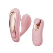 Вибротрусики для стимуляции клитора и с влагалищным отростком розового цвета с пультом управления Qingnan No 6 