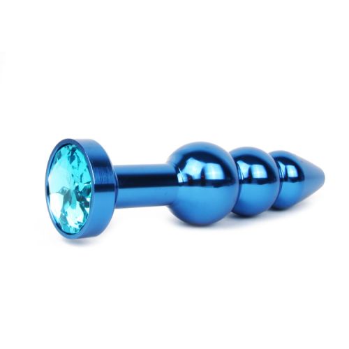 Анальная пробка синяя с голубым кристаллом Anal Jewelry Plugs L 113 мм D 22x25x29 мм вес 100г