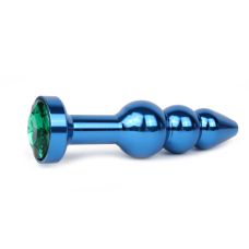 Анальная пробка синяя с зеленым кристаллом Anal Jewelry Plugs L 113 мм D 22x25x29 мм вес 100г
