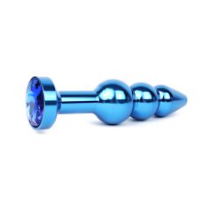 Анальна пробка синя з синім кристалом Anal Jewelry Plugs L 113 мм D 22x25x29 мм Вага 100г