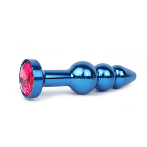 Анальная пробка синяя с рубиновым кристаллом Anal Jewelry Plugs L 113 мм D 22x25x29 мм вес 100г