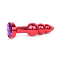 Анальна пробка червона з фіолетовим кристалом Anal Jewelry Plugs L 113 мм D 22x25x29 мм Вага 100г