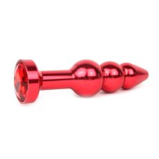 Анальна пробка червона з червоним кристалом Anal Jewelry Plugs L 113 мм D 22x25x29 мм Вага 100г