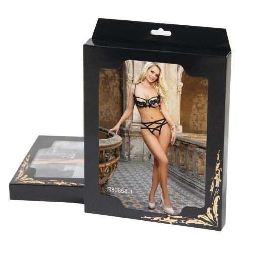 Комплект контурного белья с декоративной аппликацией черный Star Night размер XL