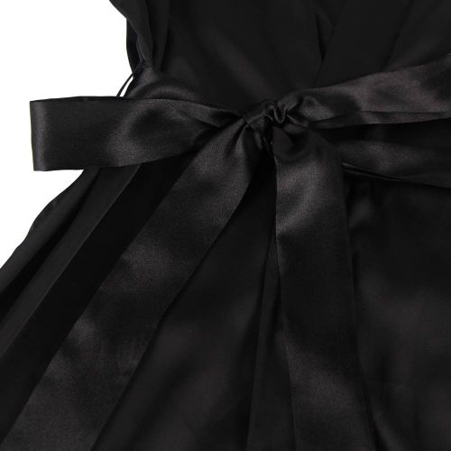 Халат мини с кружевной спинкой черный Star Night размеры M/L