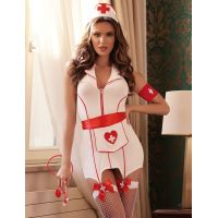 Сексуальный костюм медсестры для ролевых игр бело красного цвета Star Night 4 предмета