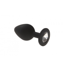 Анальна пробка силіконова із сріблястим кристалом Crystal Silicone розмір M