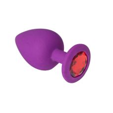 Анальна силіконова пробка з червоним кристалом Crystal Silicone розмір M