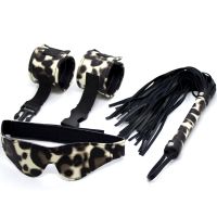 БДСМ-набор в леопардовом стиле с наручниками, маской и плетью Hision Lord Leopard