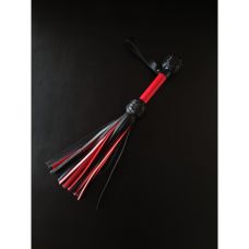Флогер з петлею на рукояті 30 хвостів БДСМ із натуральної шкіри чорно-червоного кольору Candy Hero