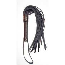 Флогер БДСМ комбінований зі шкіряною ручкою чорного кольору Easy Life BDSM Desire

