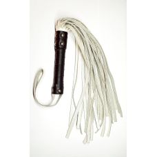 Флогер БДСМ комбінований із шкіряною ручкою білого кольору Easy Life BDSM Desire