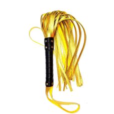 Флогер БДСМ комбінований із шкіряною ручкою чорно золотистого кольору Easy Life BDSM Desire