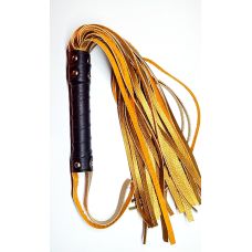 Флогер БДСМ комбінований із шкіряною ручкою бронзового кольору Easy Life BDSM Desire