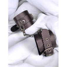 Стильні наручники із натуральної шкіри графітового кольору Easy Life BDSM Desire