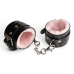 Наручники БДСМ из искусственной кожи черного цвета с розовым мехом Flirty 	 Наручники БДСМ из искусственной кожи черного цвета с розовым мехом Flirty