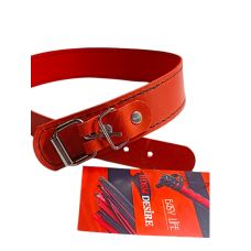 Розкішний нашийник із високоякісної натуральної шкіри в червоному кольорі Easy Life BDSM Desire